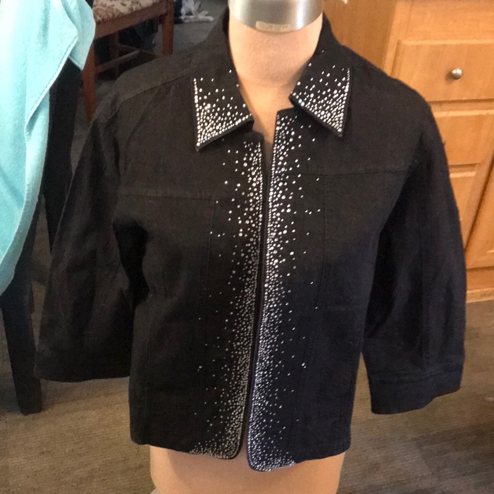 Beautiful black lightweight with rhinestones down the front